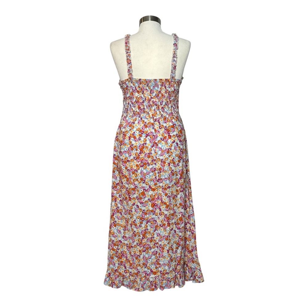 FAITHFULL THE BRAND NOEMIE MIDI DRESS IN TURNESOL FLORAL PRINT RUFFLE STRAP US 4 - Picture 9 of 14